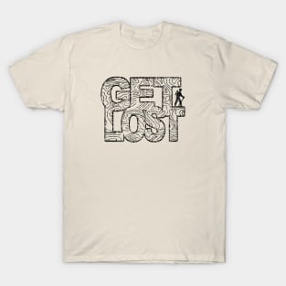 Get Lost Hiking Topo Distressed Hike Art T-Shirt